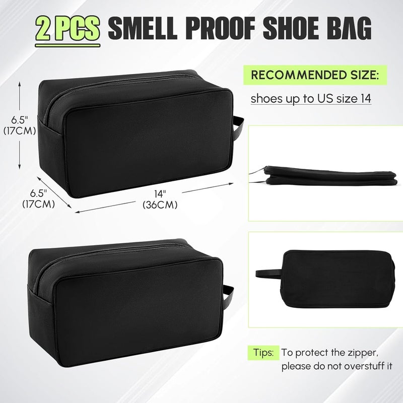 Vincreem 2 Pack Smell Proof Shoe Cleat Bag for Travel Odor Absorbing Water Resistant Soccer Golf Shoe Storage Organizer Pouch with Zipper for Gym Sports Travel Work - Image 3